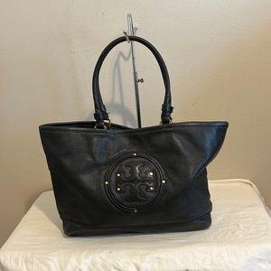 Tory Burch Large Black Pebbled Tote Bag